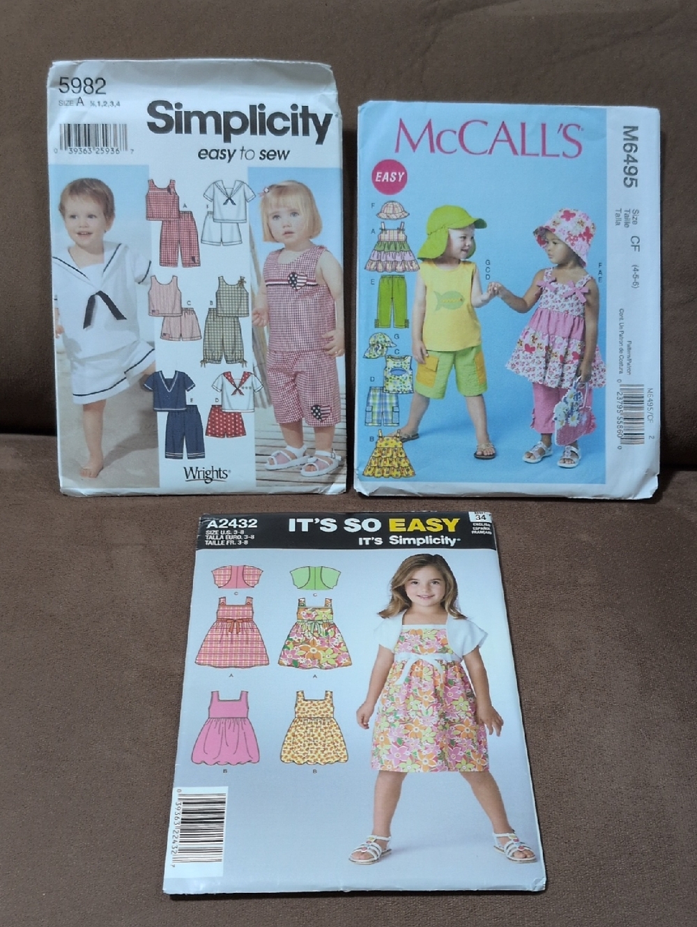 Simplicity Vintage Children's Unfolded Sewing Patterns Lot of 3 Sizes 1/2 to 8